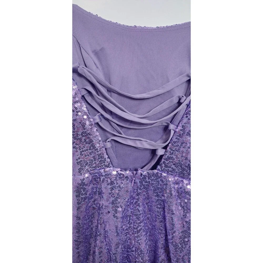 Pomuyoo Junior's Size XS Purple Sequin Dress Party Prom Wedding Homecoming